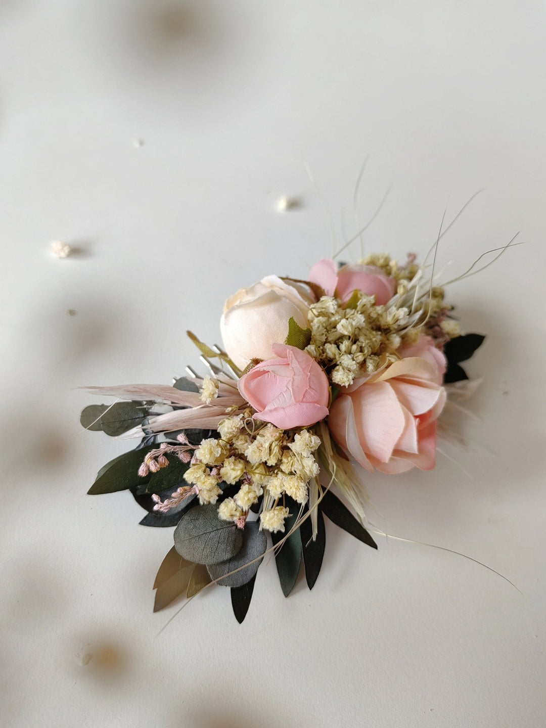 Blush Pink Peony Flower Hair Comb: Romantic Wedding Headpiece – handmade floral hair accessory by magaela