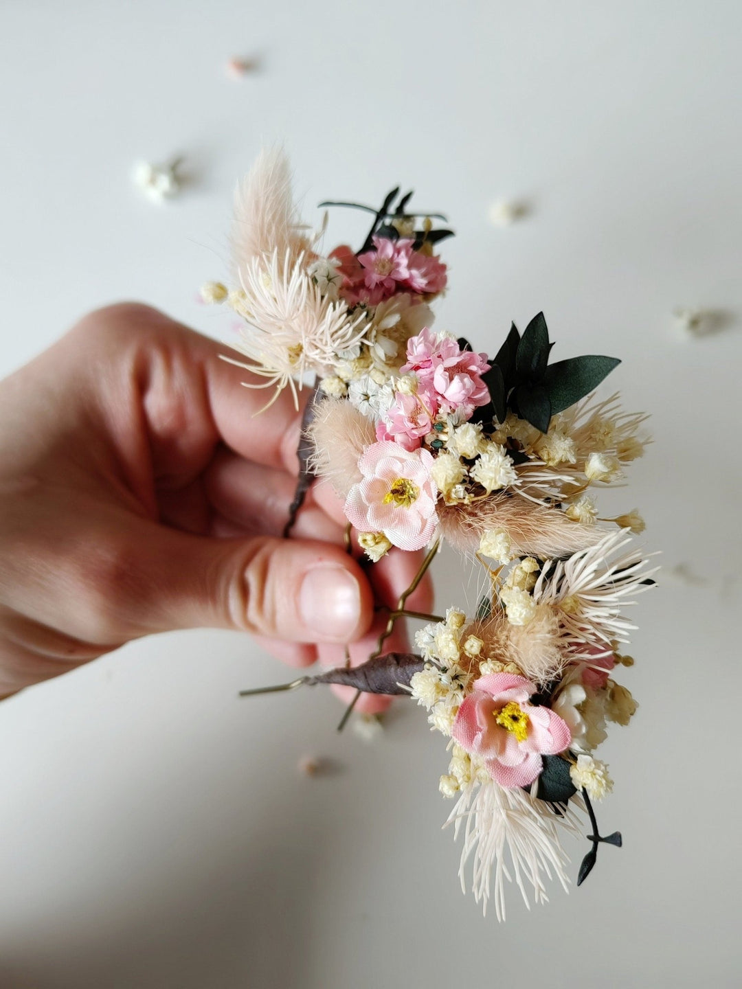 Pink Floral Wedding Hairpins: Romantic Bridal Hair Jewelry – handmade floral hair accessory by magaela