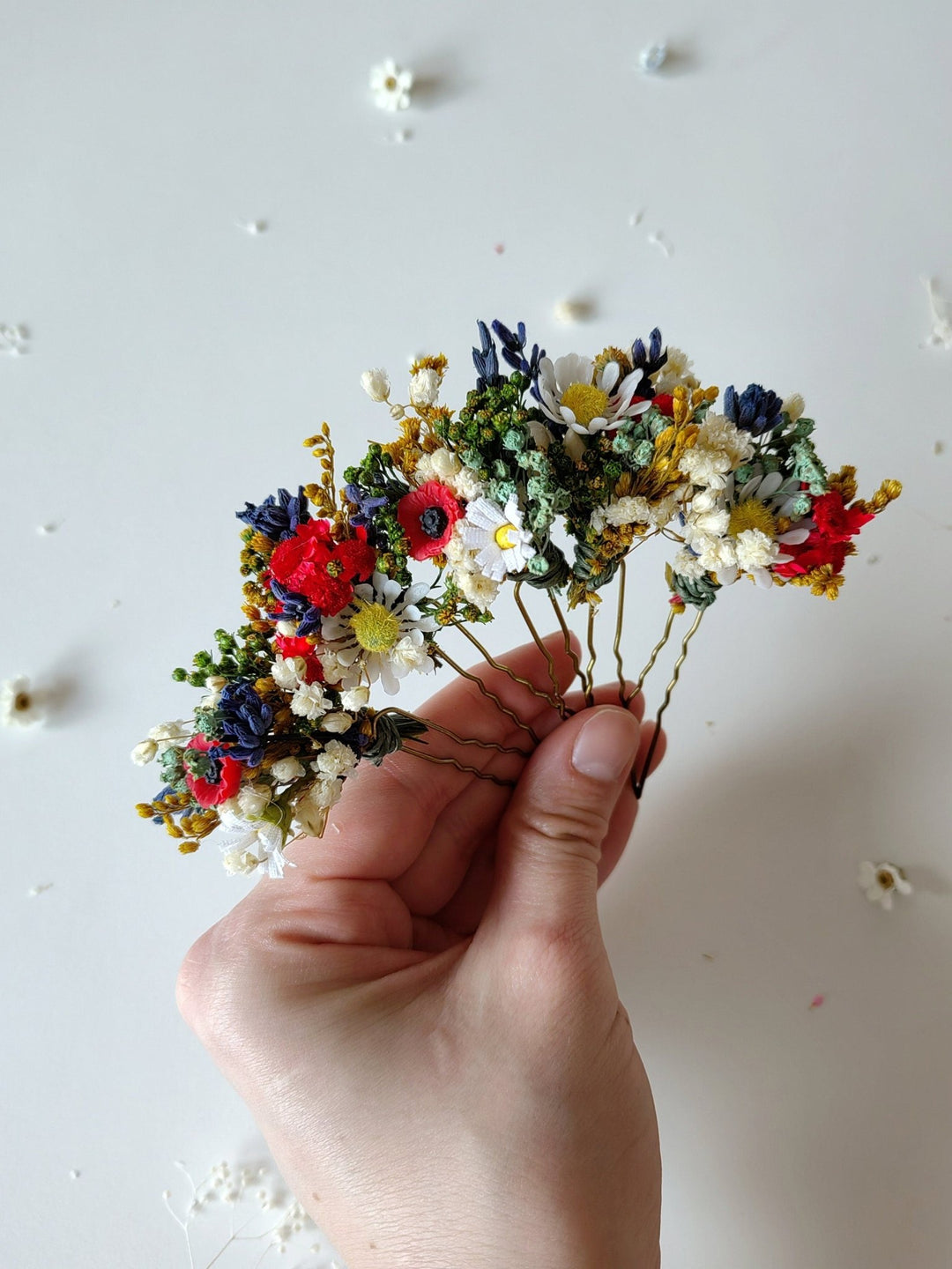 Floral Hair Pins: Folk Meadow Wedding Accessories – handmade floral hair accessory by magaela