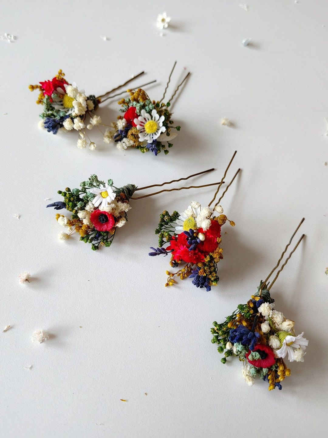 Floral Hair Pins: Folk Meadow Wedding Accessories – handmade floral hair accessory by magaela