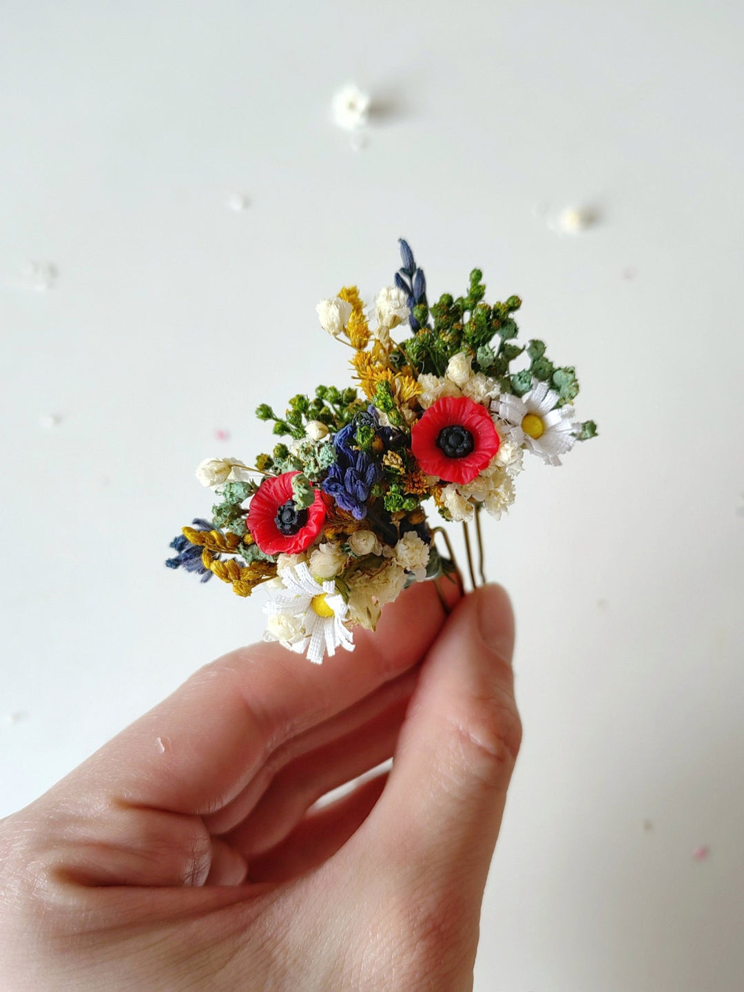 Floral Hair Pins: Folk Meadow Wedding Accessories – handmade floral hair accessory by magaela