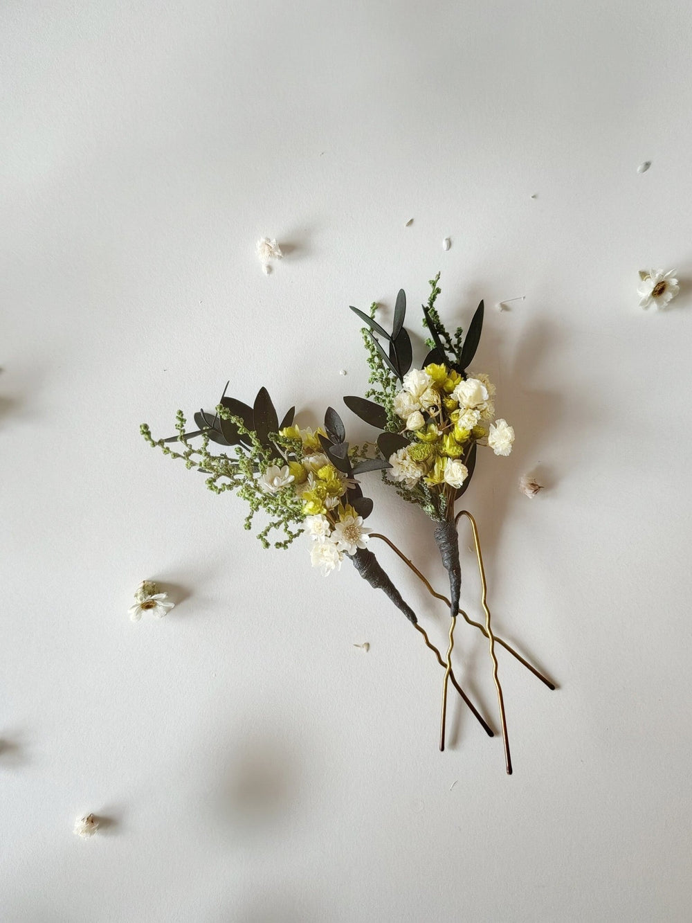 Preserved Flower Hairpins: Greenery Bridal Hair Accessory – handmade floral hair accessory by magaela