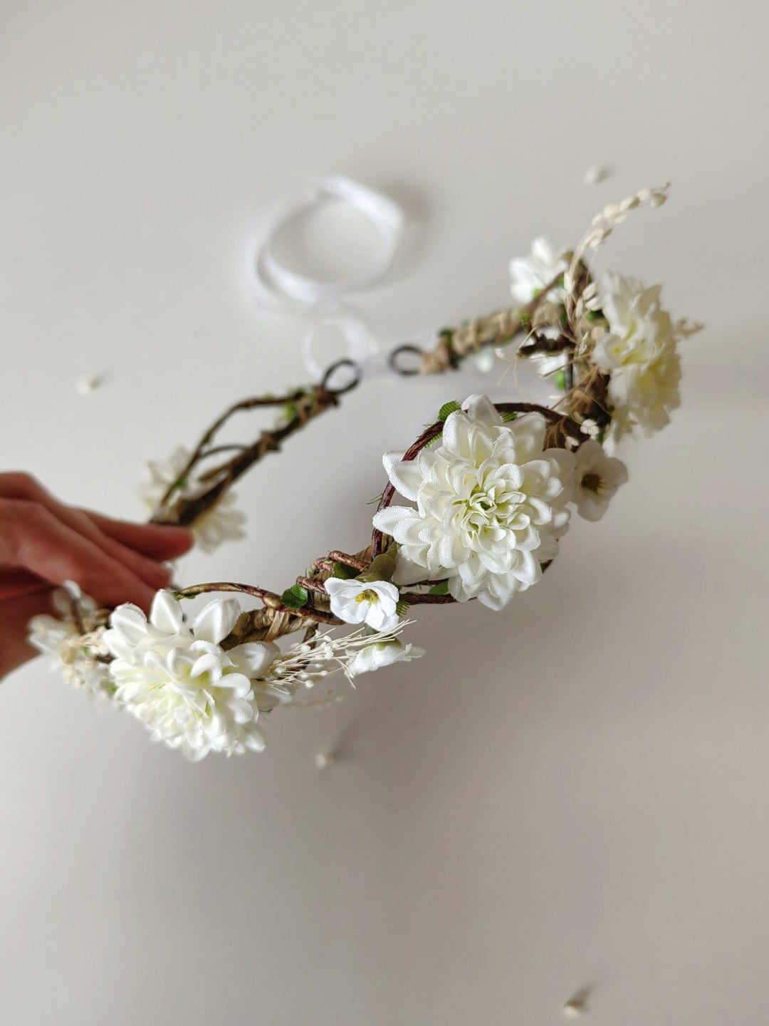 Ivory Flower Crown: First Communion, Wedding, Flower Girl Headband – handmade floral hair accessory by magaela