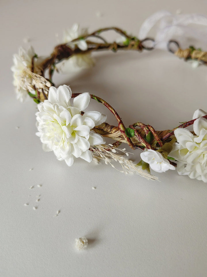 Ivory Flower Crown: First Communion, Wedding, Flower Girl Headband – handmade floral hair accessory by magaela