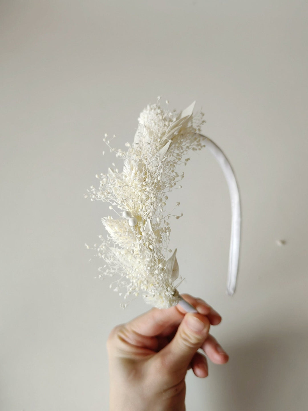 Ivory Flower Girl Headband: Preserved Floral Communion Crown – handmade floral hair accessory by magaela