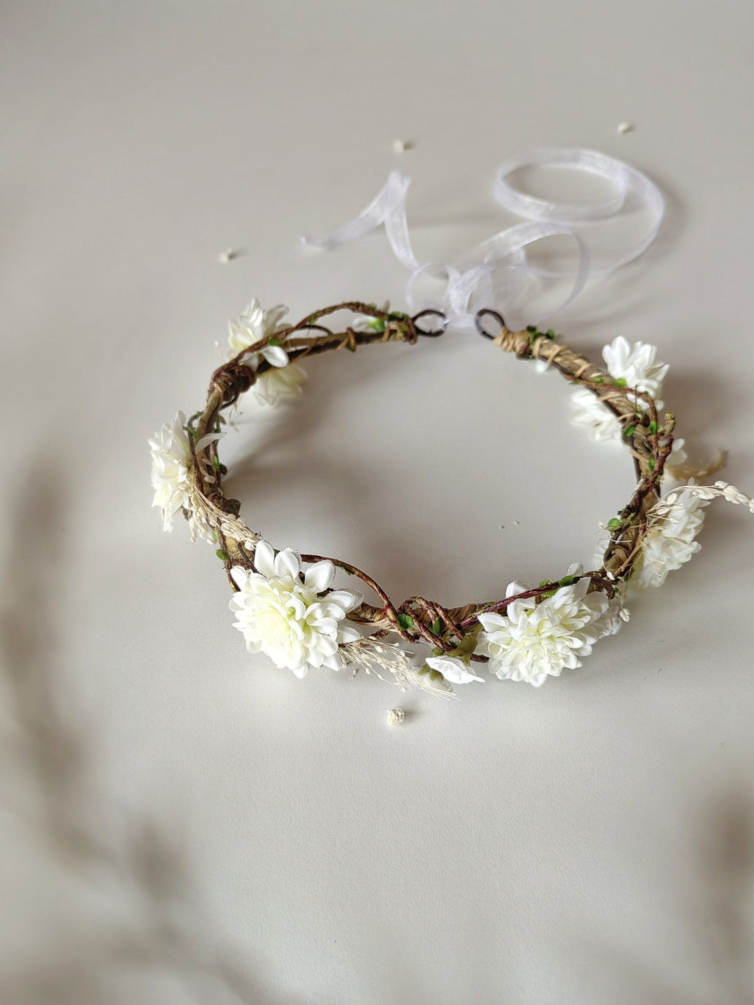 Ivory Flower Bridal Crown: Romantic Wedding Hair Wreath – handmade floral hair accessory by magaela
