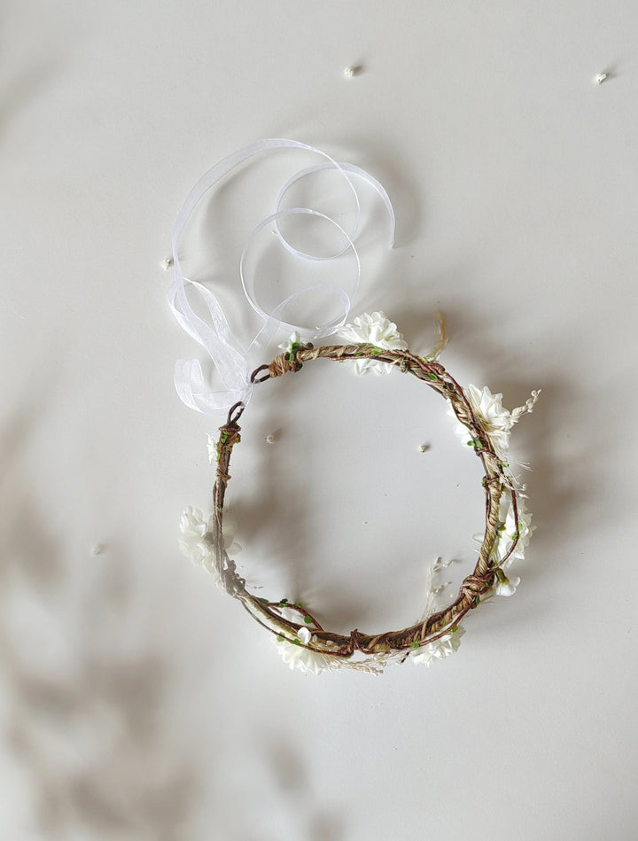 Ivory Flower Bridal Crown: Romantic Wedding Hair Wreath – handmade floral hair accessory by magaela