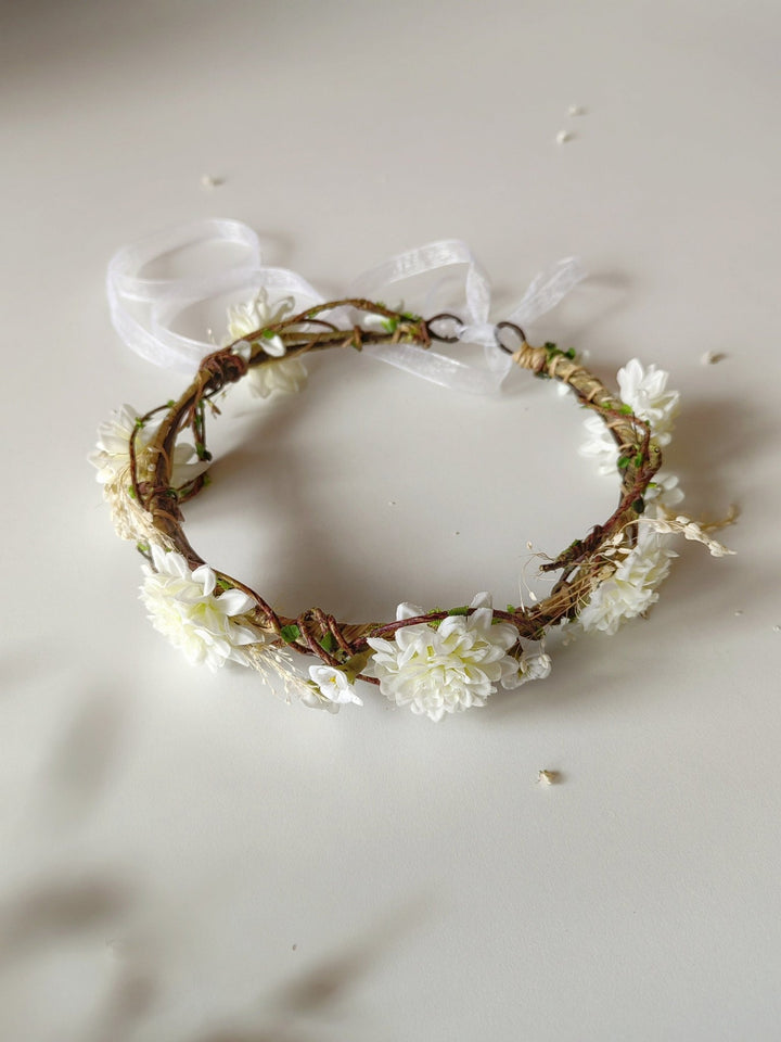 Ivory Flower Bridal Crown: Romantic Wedding Hair Wreath – handmade floral hair accessory by magaela