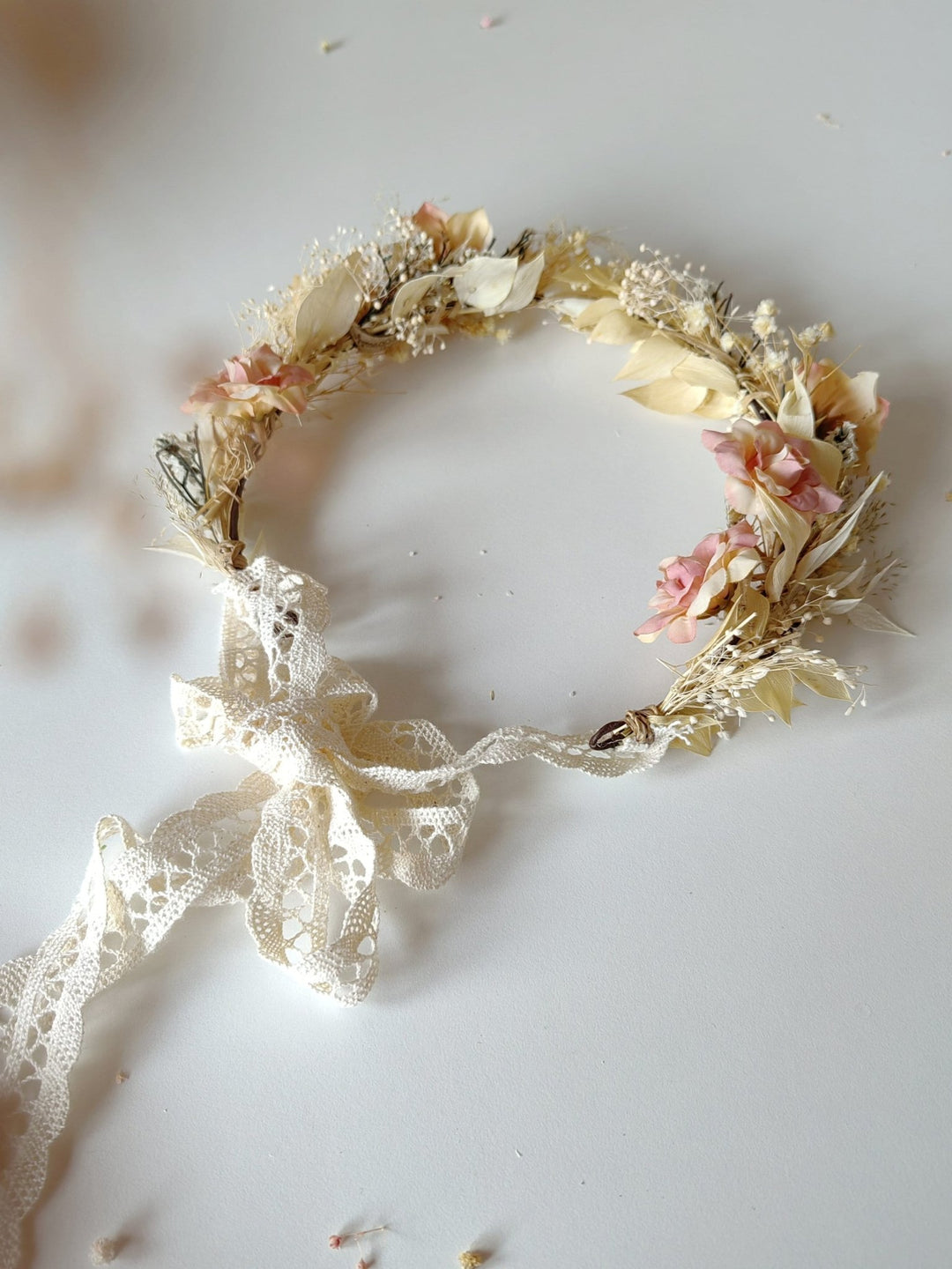 Rustic Flower Hair Crown: Blush Ivory Bridal Hair Wreath – handmade floral hair accessory by magaela