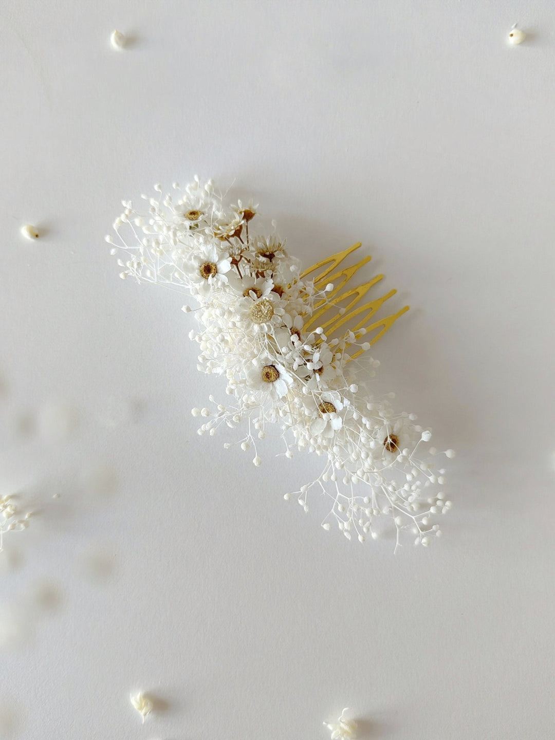 Ivory Dried Flower Hair Comb & Pins: Bridal Hair Accessories – handmade floral hair accessory by magaela