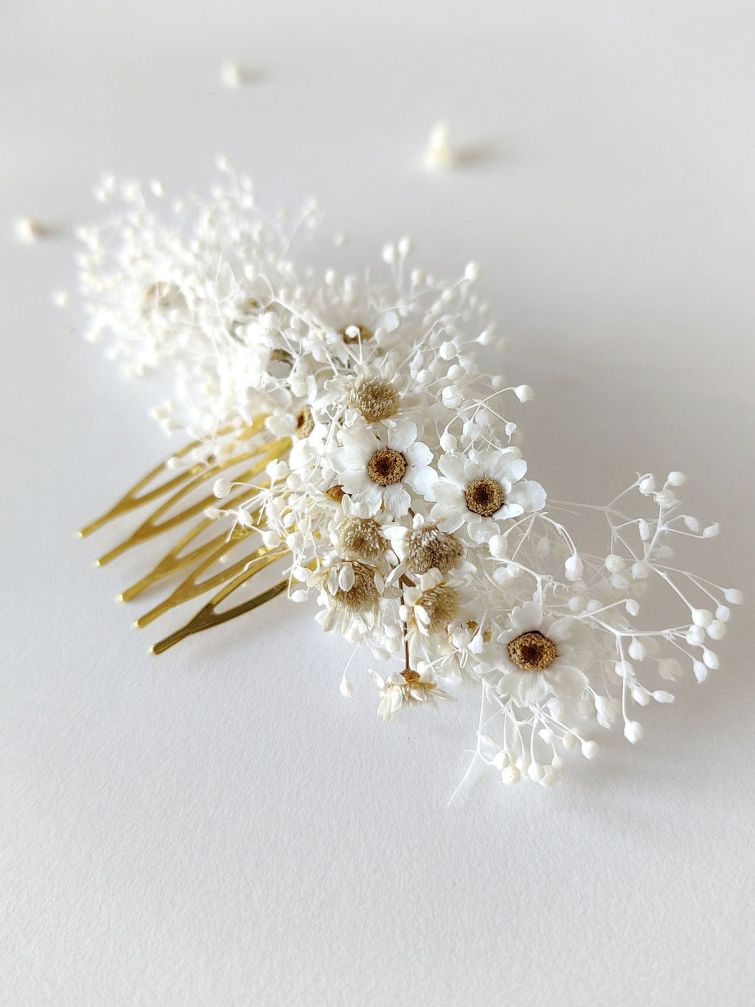 Ivory Dried Flower Hair Comb & Pins: Bridal Hair Accessories – handmade floral hair accessory by magaela