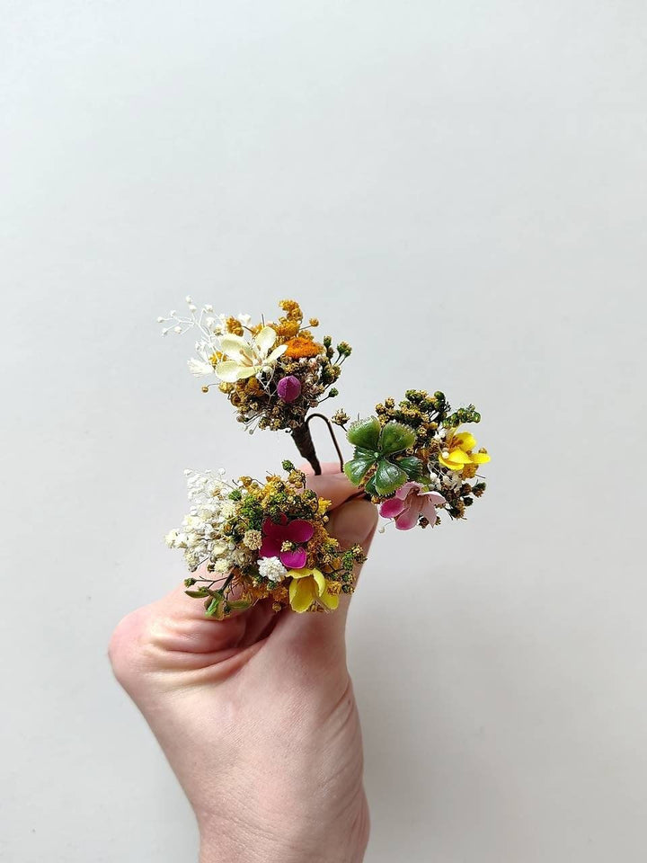 Meadow Flower Hair Pins: Bridal Wildflower Hair Accessories – handmade floral hair accessory by magaela