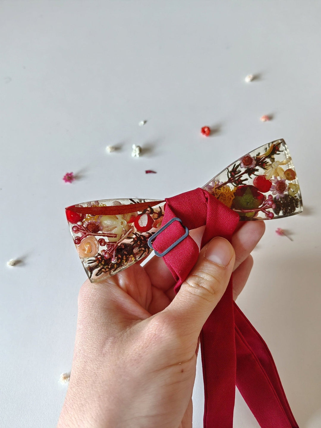 Resin Flower Bow Tie: Handmade Woodland Wedding Accessories – handmade floral hair accessory by magaela