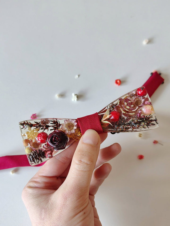 Resin Flower Bow Tie: Handmade Woodland Wedding Accessories – handmade floral hair accessory by magaela