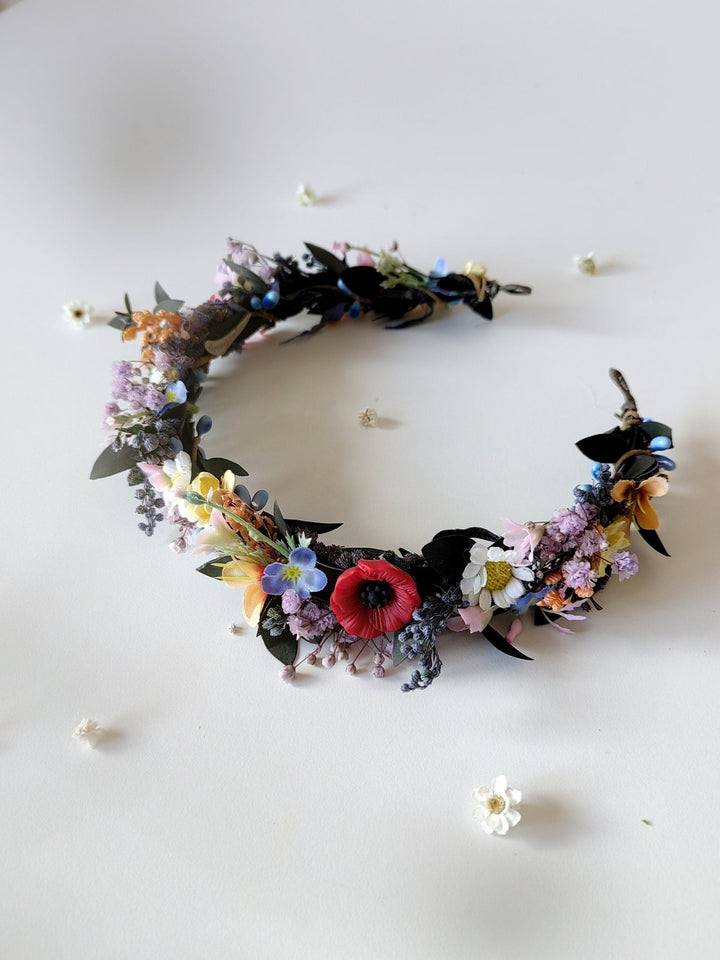 Wildflower Bridal Wreath: Summer Meadow Hair Accessory – handmade floral hair accessory by magaela