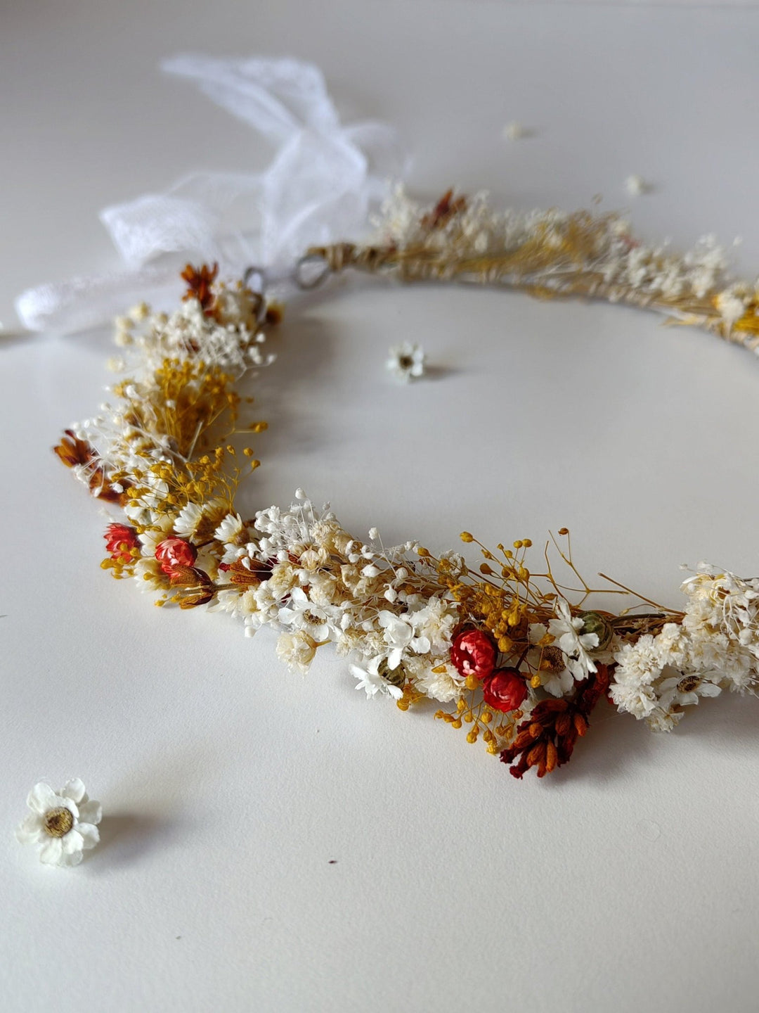 Terracotta Flower Bridal Crown: Preserved Cottagecore Wedding Wreath – handmade floral hair accessory by magaela