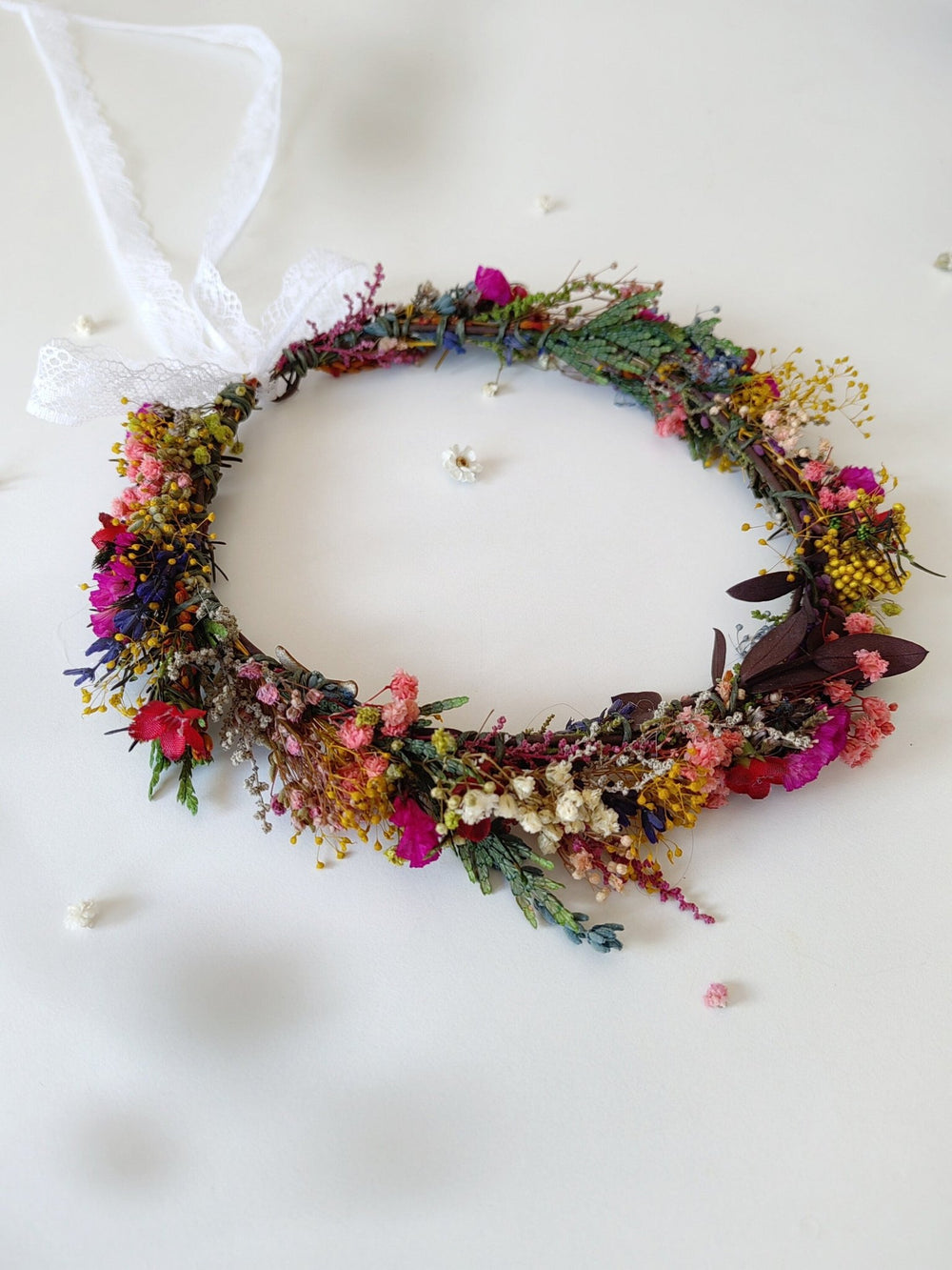 Magenta Flower Bridal Wreath: Wildflower Meadow Headpiece – handmade floral hair accessory by magaela