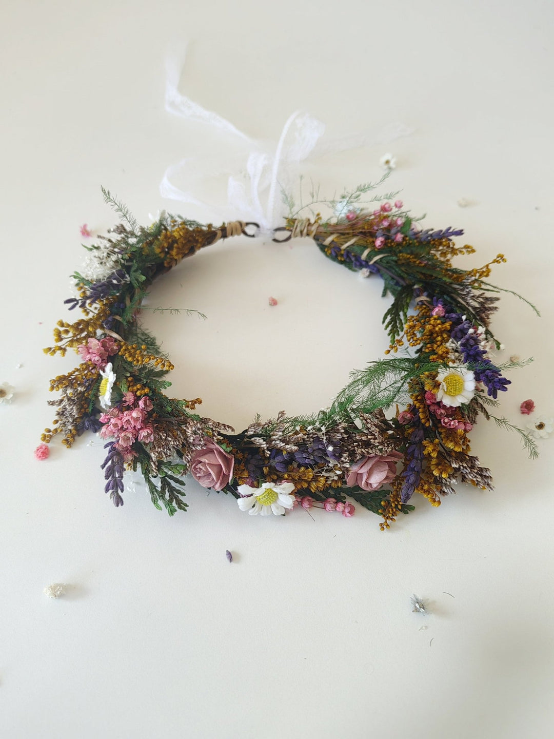 Woodland Flower Wreath: Boho Wedding Bridal Hair Crown – handmade floral hair accessory by magaela