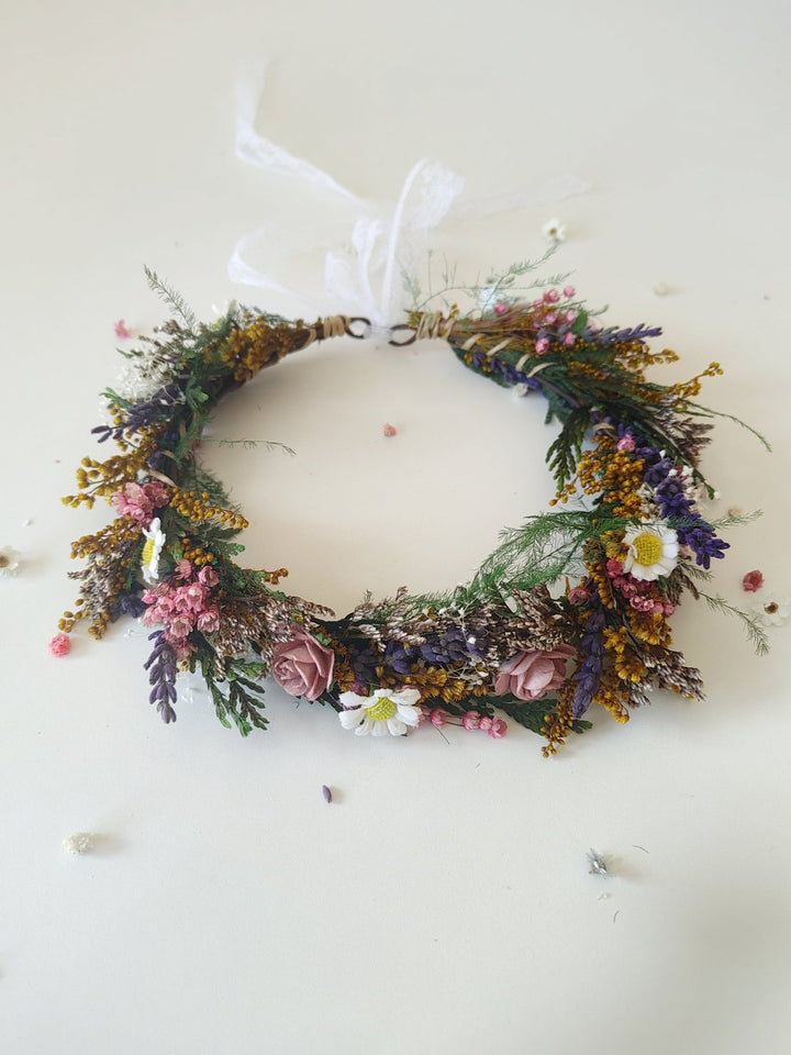 Woodland Flower Wreath: Boho Wedding Bridal Hair Crown – handmade floral hair accessory by magaela