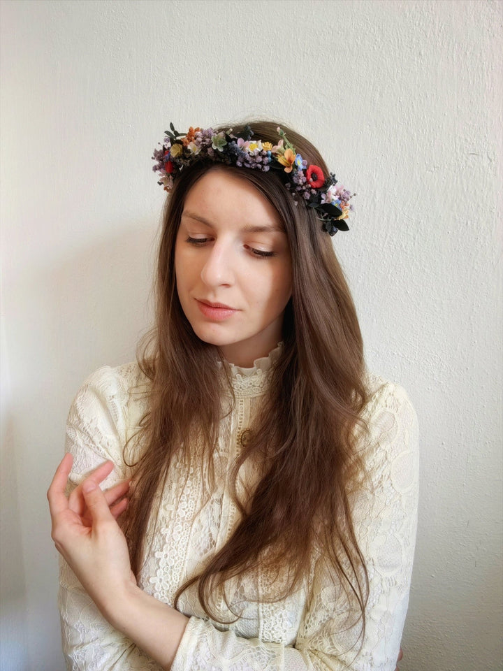 Wildflower Bridal Wreath: Summer Meadow Hair Accessory – handmade floral hair accessory by magaela