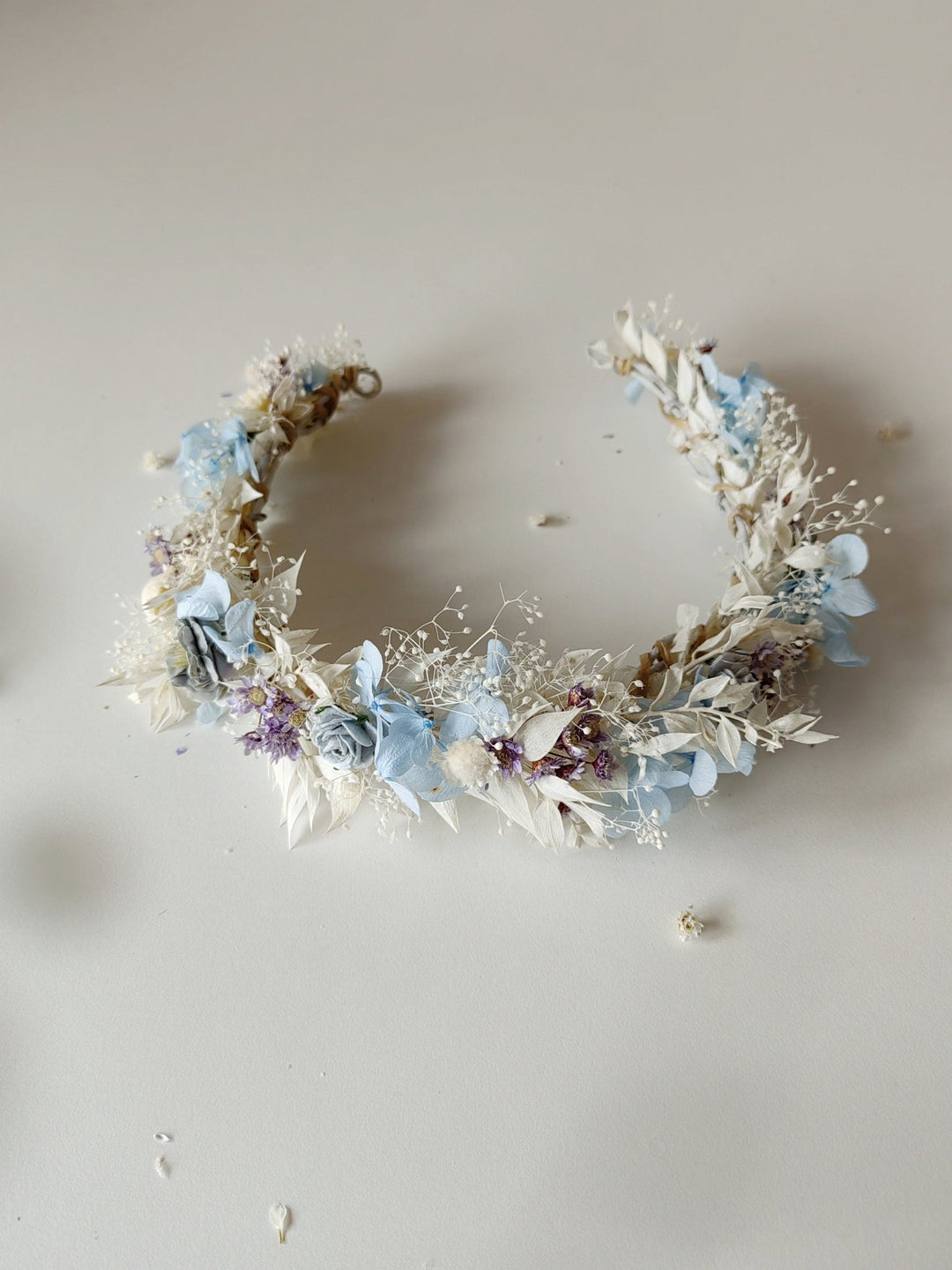 Baby Blue Hydrangea Bridal Wreath: Romantic Flower Hair Crown – handmade floral hair accessory by magaela
