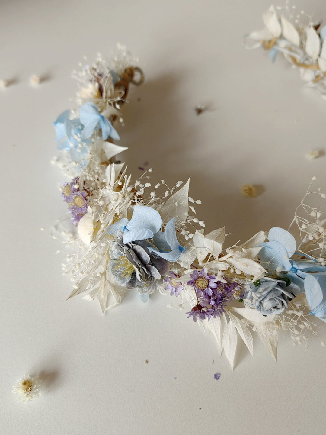 Baby Blue Hydrangea Bridal Wreath: Romantic Flower Hair Crown – handmade floral hair accessory by magaela