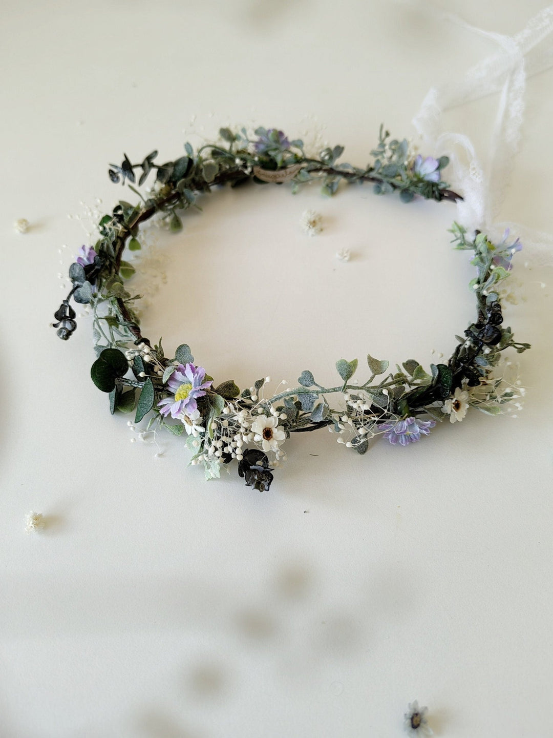 Daisy Eucalyptus Flower Wreath: Bridal Hair Accessory, Romantic Wedding – handmade floral hair accessory by magaela