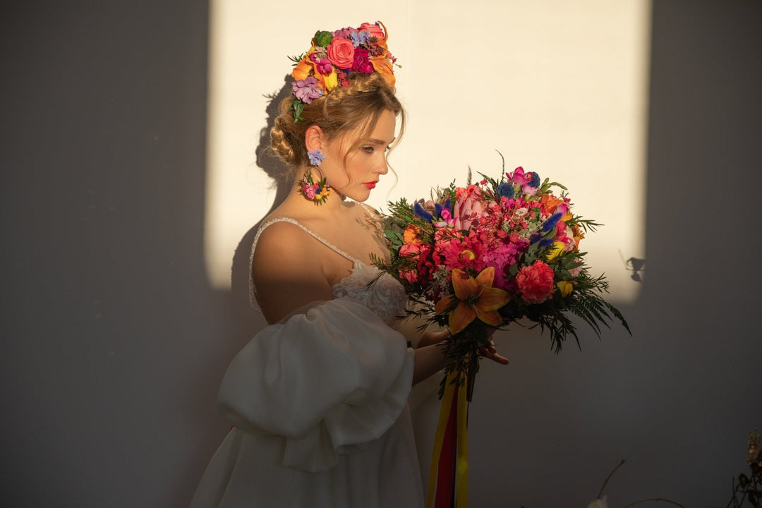 Lily & Rose Flower Headband: Colorful Frida Headpiece – handmade floral hair accessory by magaela
