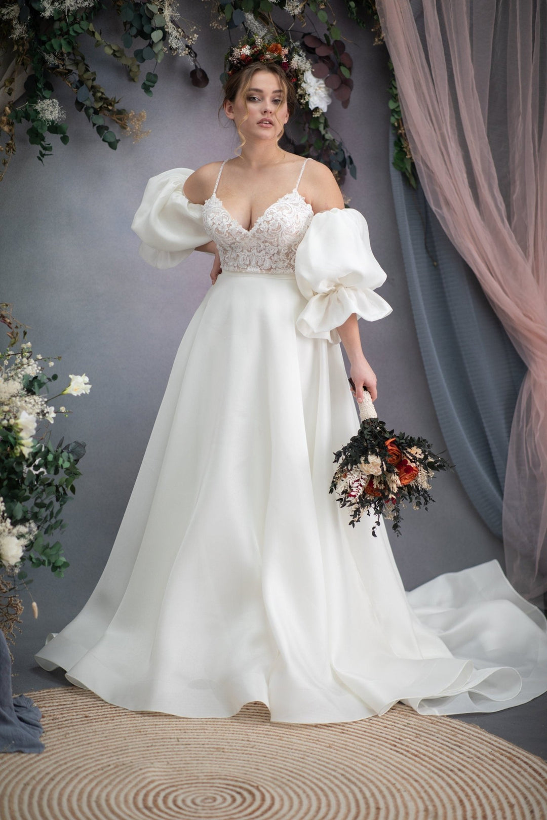 Terracotta Bridal Bouquet: Burnt Orange Rustic Wedding Flowers – handmade floral hair accessory by magaela