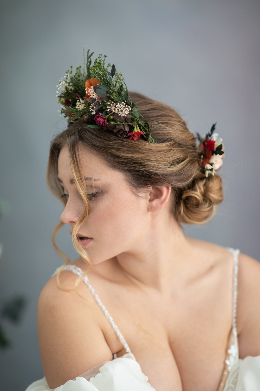 Terracotta Flower Crown: Woodland Wedding, Boho Bridal Headpiece – handmade floral hair accessory by magaela