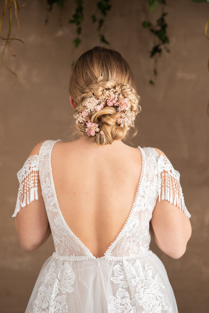 Blush Rose Wedding Hair Pins: Romantic Bridal Headpiece – handmade floral hair accessory by magaela