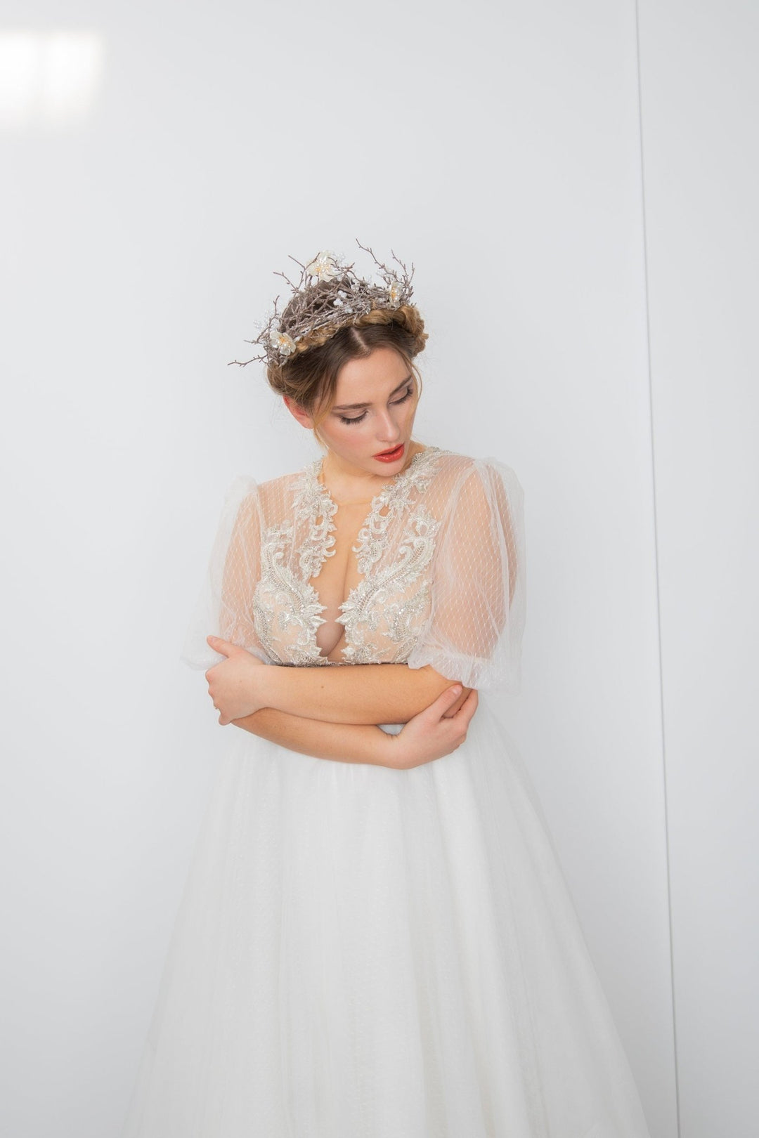 Woodland Bridal Crown: Fairytale Forest Wedding Headpiece – handmade floral hair accessory by magaela