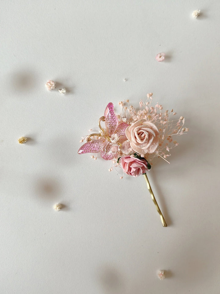 Blush Rose Wedding Hair Pins: Romantic Bridal Headpiece – handmade floral hair accessory by magaela