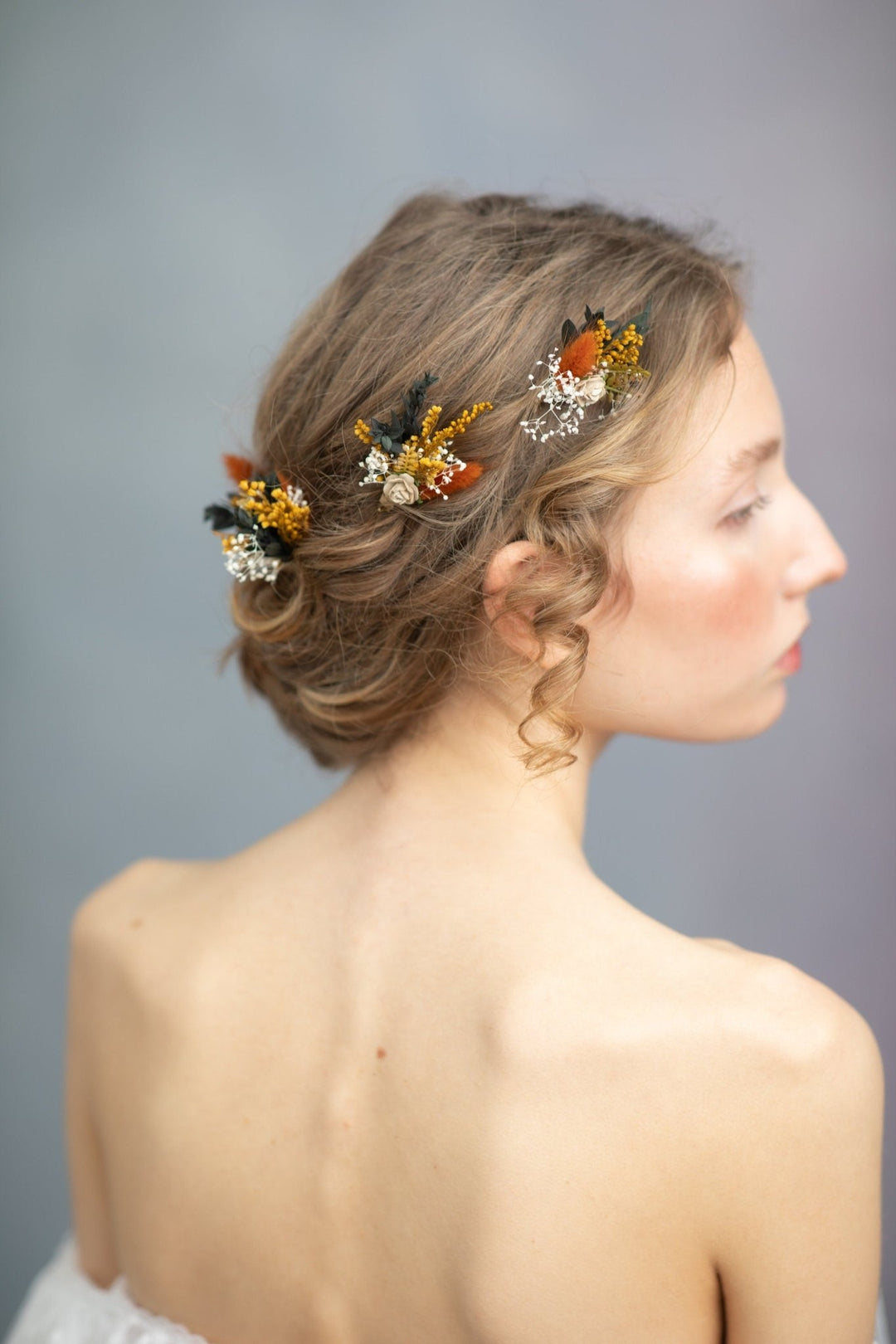Terracotta Flower Hairpins: Autumn Wedding Bridal Hair Accessory – handmade floral hair accessory by magaela