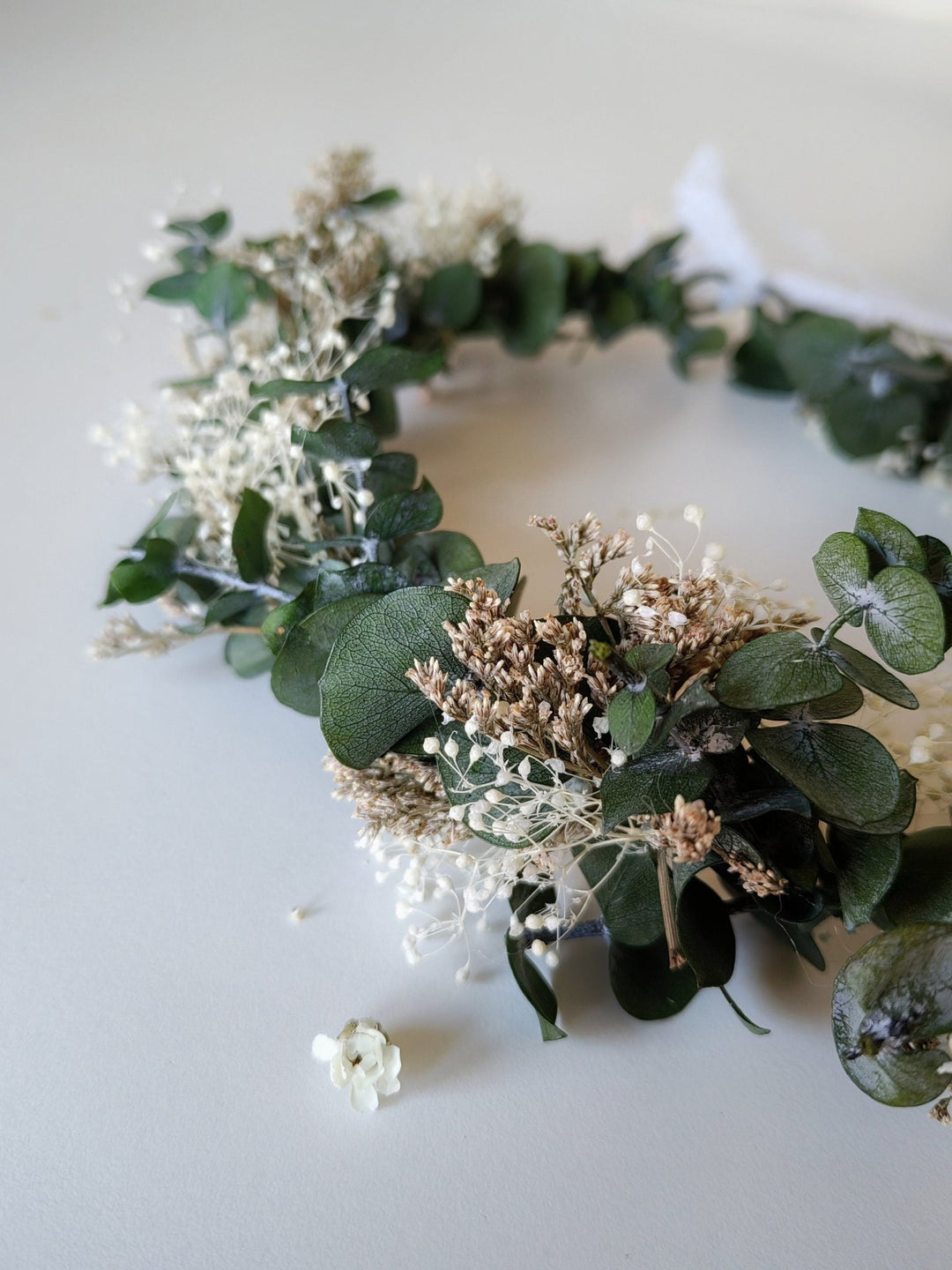 Eucalyptus Bridal Crown: Boho Greenery Flower Hair Wreath – handmade floral hair accessory by magaela