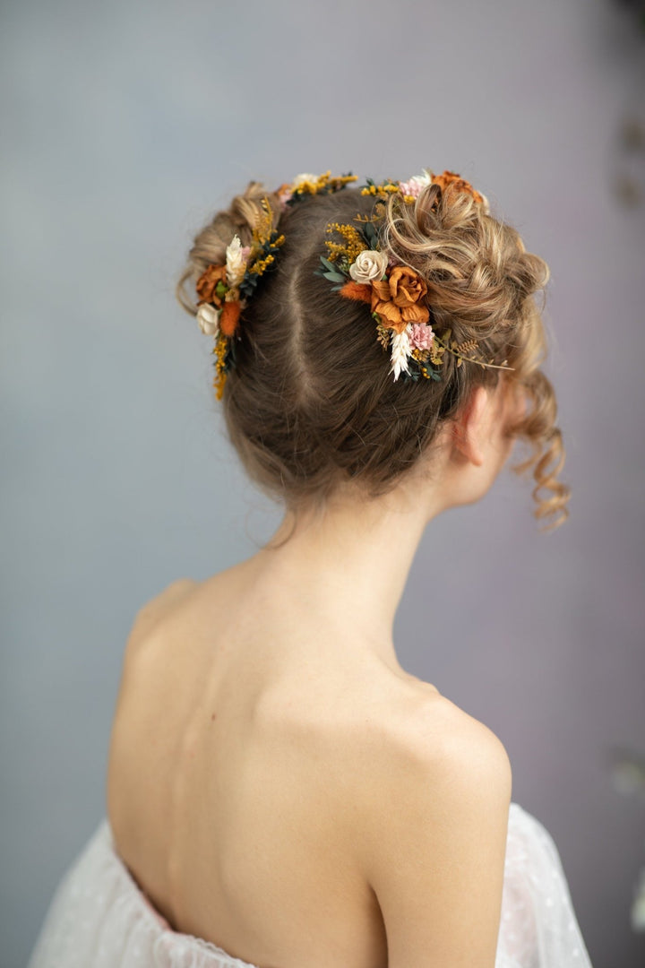 Terracotta Flower Hair Comb: Bohemian Wedding Bridal Hair Accessory – handmade floral hair accessory by magaela