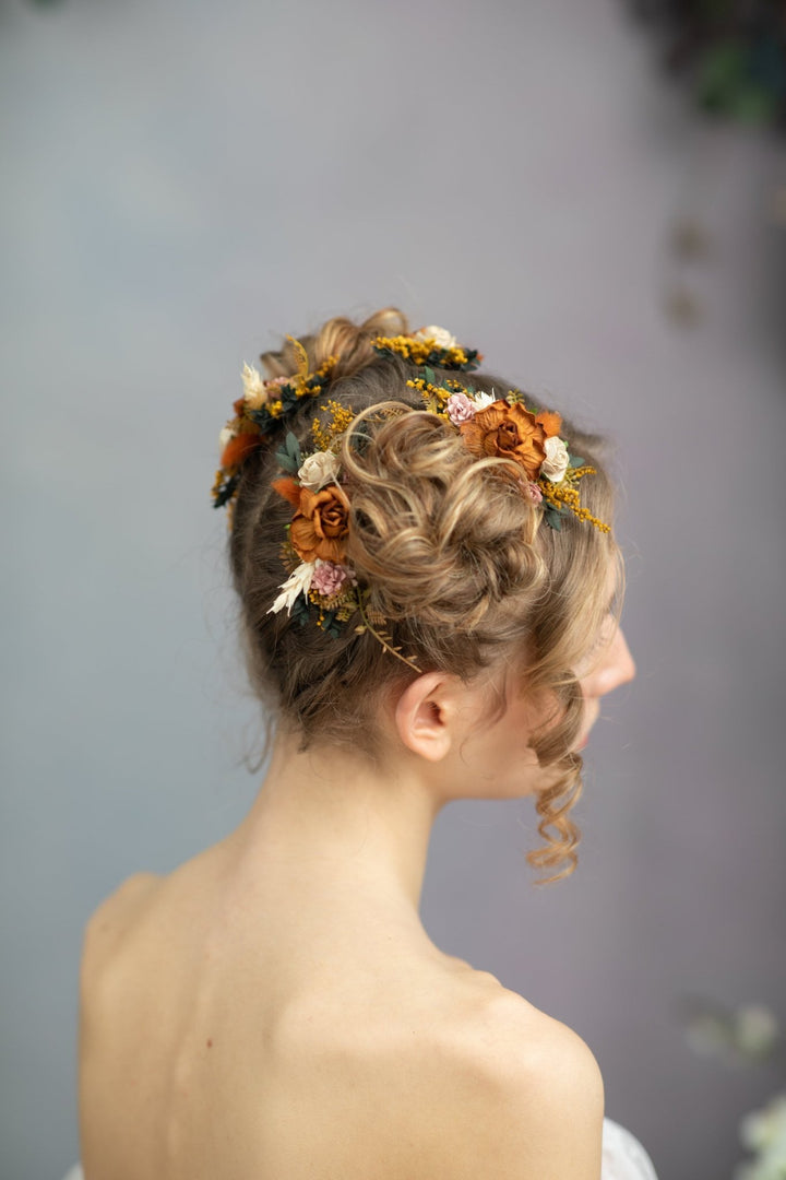 Terracotta Flower Hair Comb: Bohemian Wedding Bridal Hair Accessory – handmade floral hair accessory by magaela