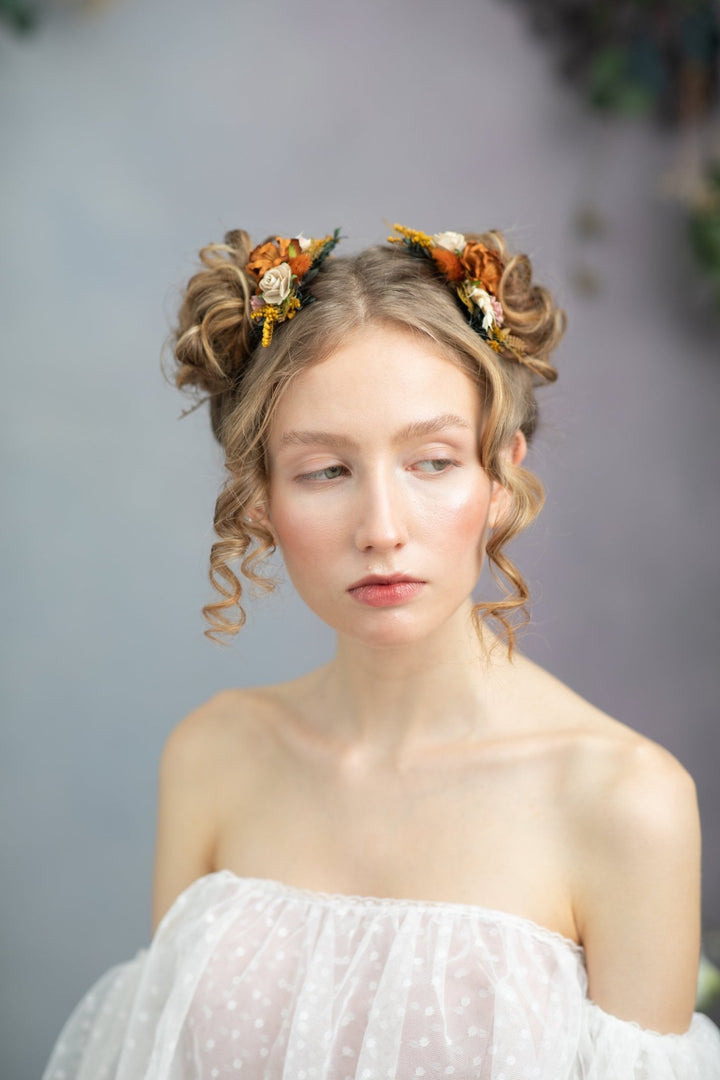 Terracotta Flower Hair Comb: Bohemian Wedding Bridal Hair Accessory – handmade floral hair accessory by magaela