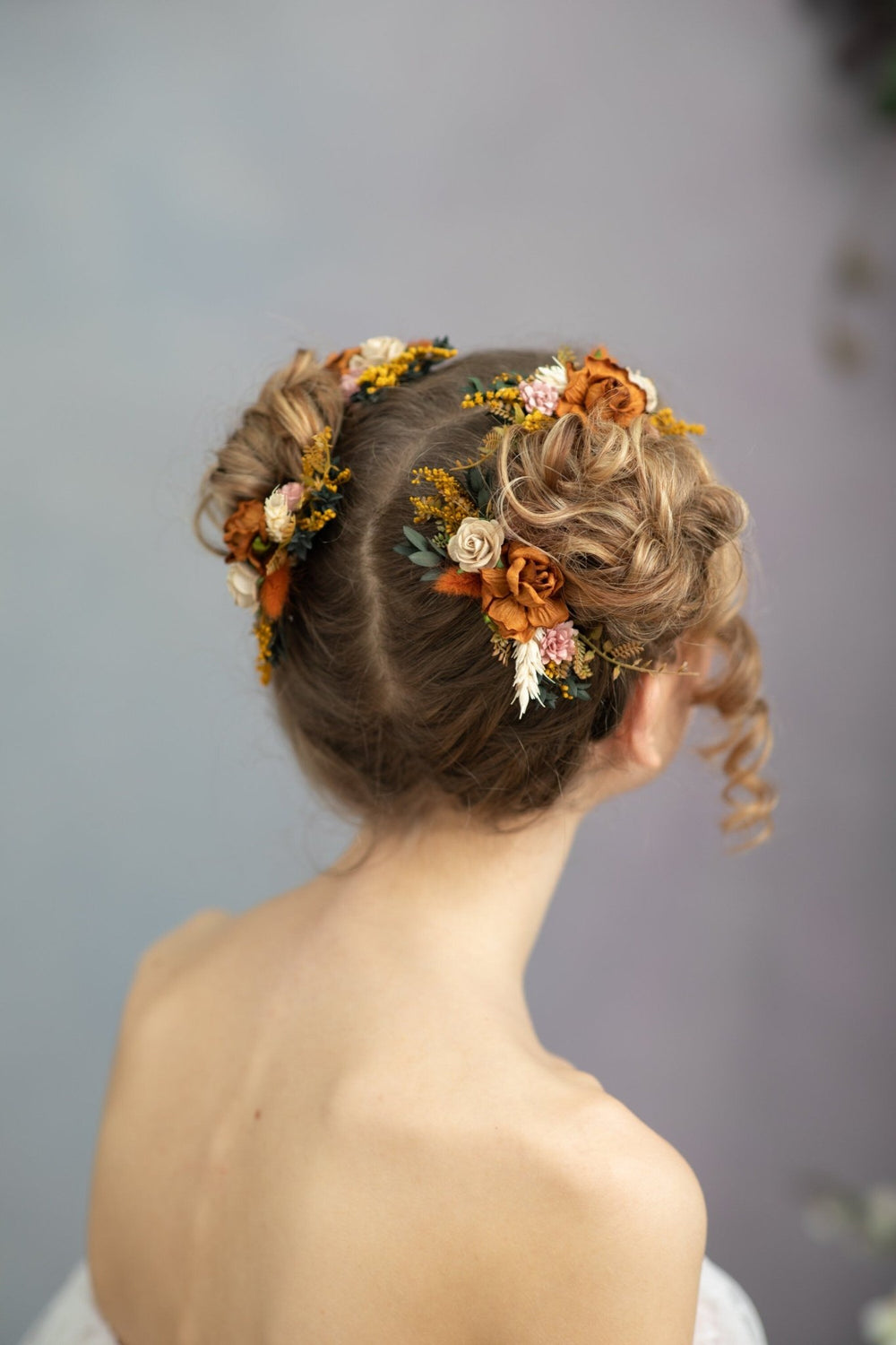 Terracotta Flower Hair Comb: Bohemian Wedding Bridal Hair Accessory – handmade floral hair accessory by magaela