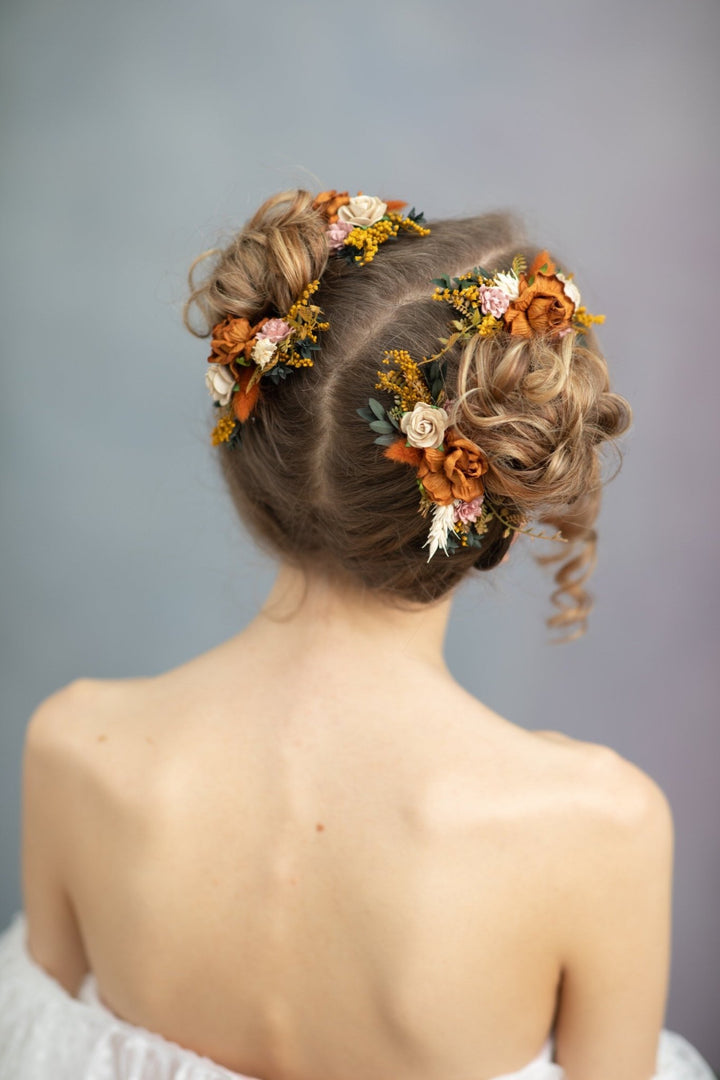 Terracotta Flower Hair Comb: Bohemian Wedding Bridal Hair Accessory – handmade floral hair accessory by magaela