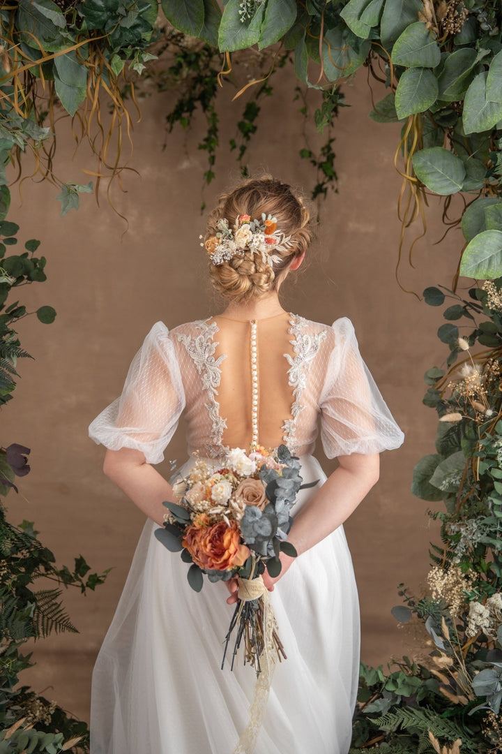 Bohemian Flower Bridal Hair Comb: Rustic Summer Wedding Accessory – handmade floral hair accessory by magaela