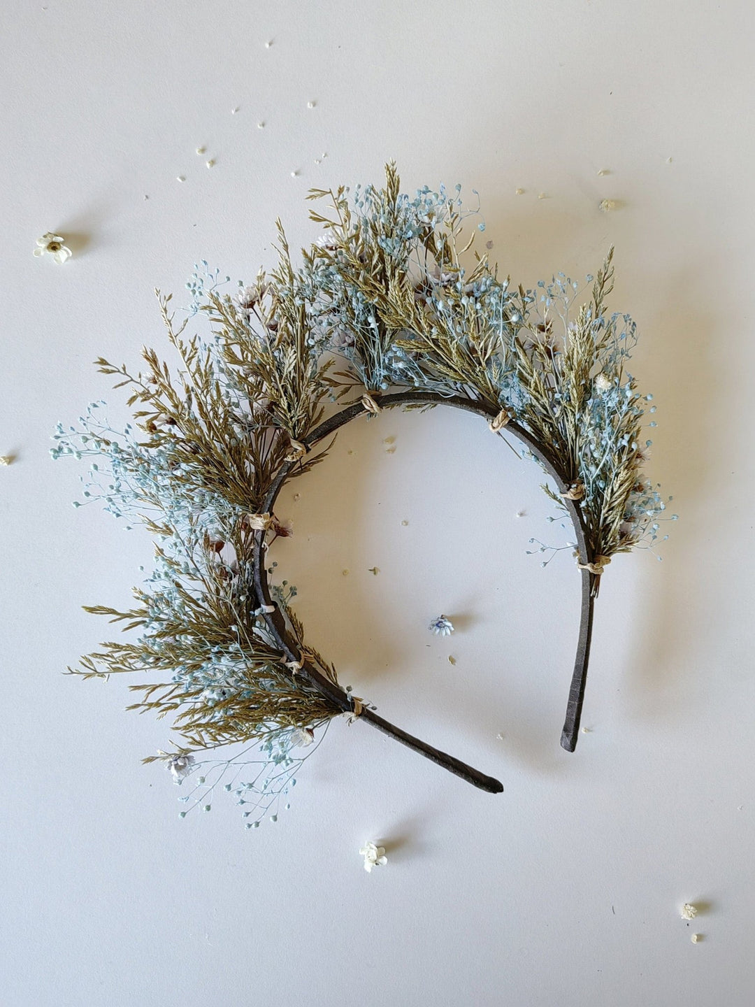 Baby Blue Preserved Flower Crown: Fairy Bridal Headpiece – handmade floral hair accessory by magaela