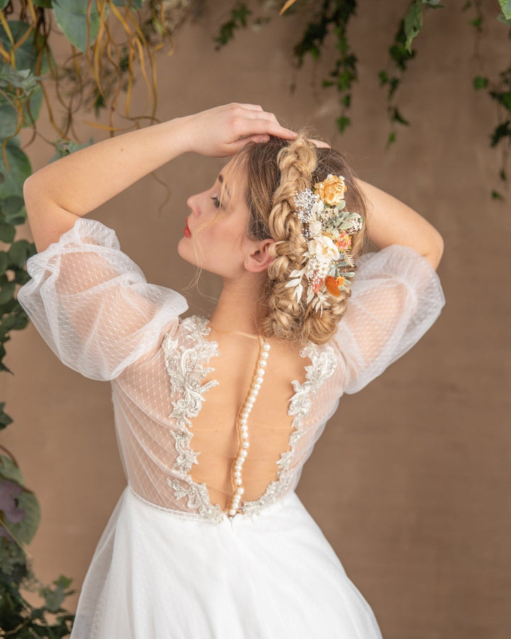 Bohemian Flower Bridal Hair Comb: Rustic Summer Wedding Accessory – handmade floral hair accessory by magaela