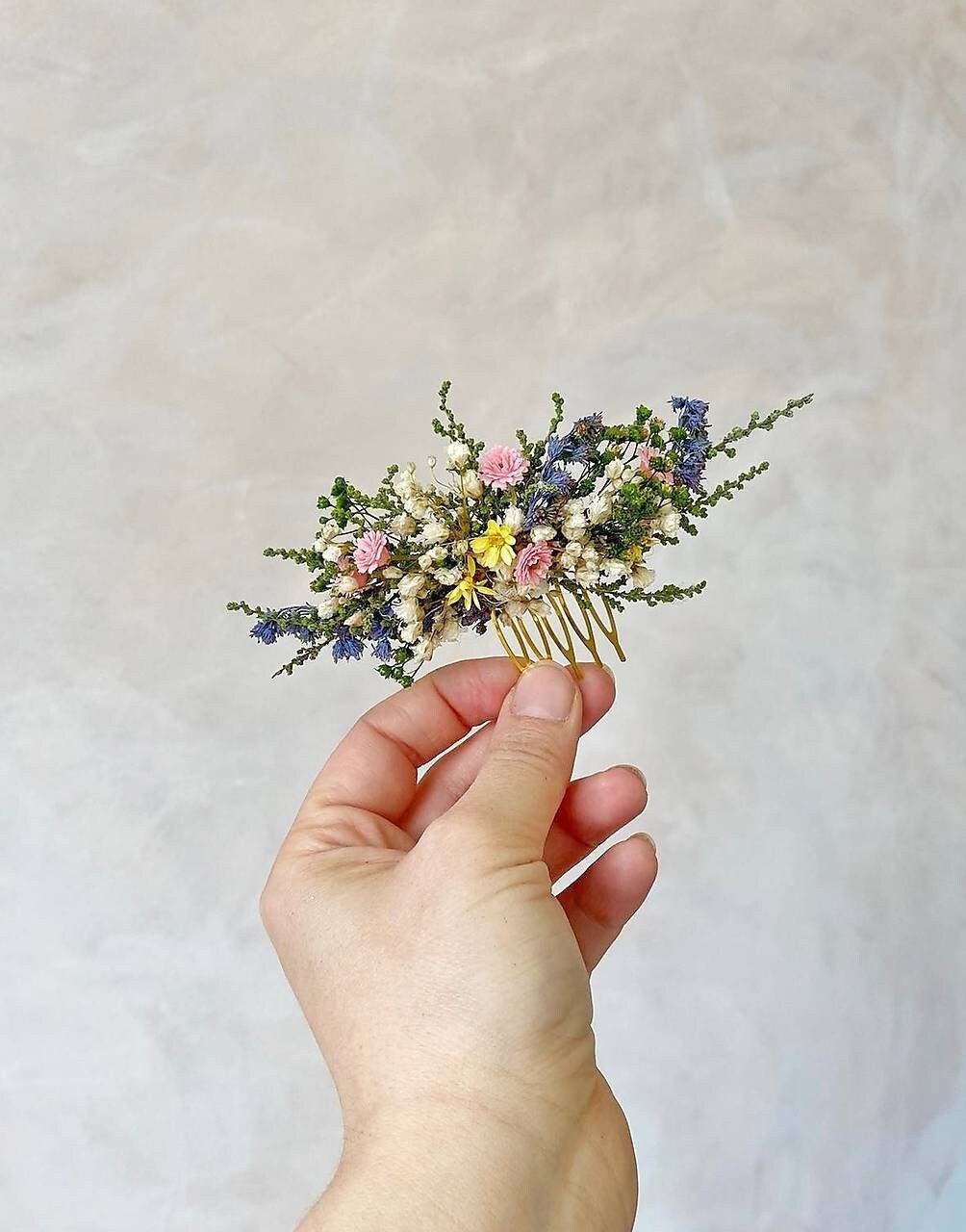 Wildflower Hair Comb: Bohemian Bridal Hair Accessory – handmade floral hair accessory by magaela