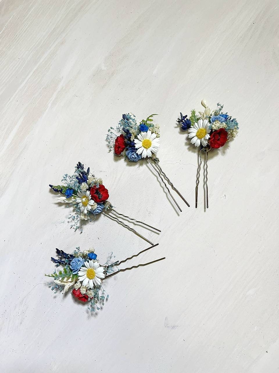Floral Hair Pins: Folk Meadow Wedding Hair Accessories – handmade floral hair accessory by magaela