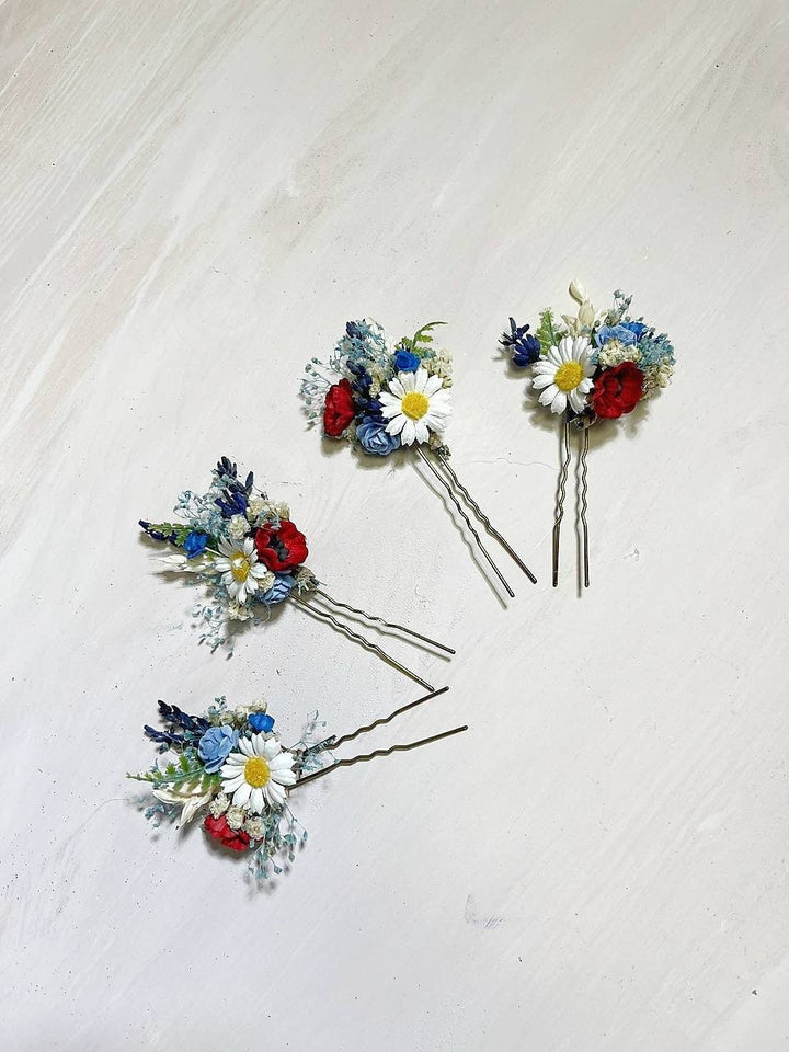 Floral Hair Pins: Folk Meadow Wedding Hair Accessories – handmade floral hair accessory by magaela