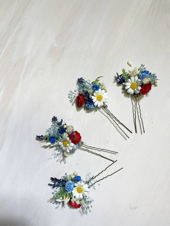 Floral Hair Pins: Folk Meadow Wedding Hair Accessories – handmade floral hair accessory by magaela