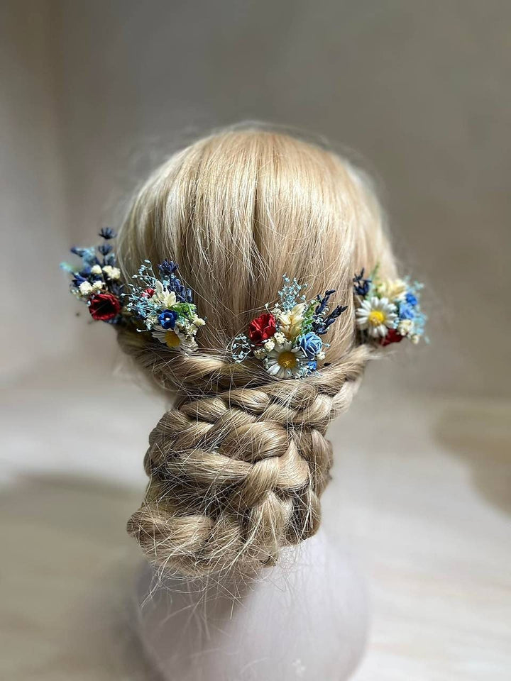 Floral Hair Pins: Folk Meadow Wedding Hair Accessories – handmade floral hair accessory by magaela