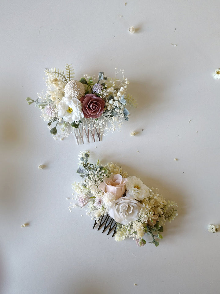Blush Rose Flower Hair Comb: Romantic Wedding Cottagecore Accessory – handmade floral hair accessory by magaela