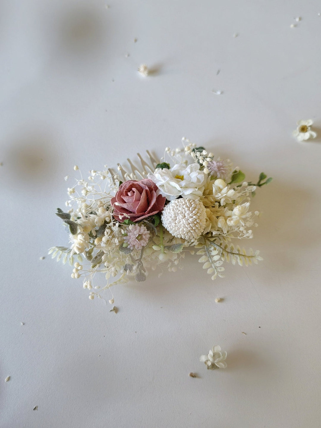 Blush Rose Flower Hair Comb: Romantic Wedding Cottagecore Accessory – handmade floral hair accessory by magaela